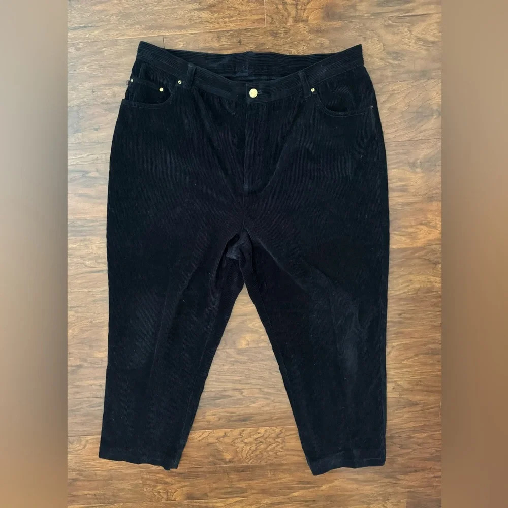Vintage Lauren Jeans Co. Navy Corduroy Trouser Pants Boho Fall Career Size 18W